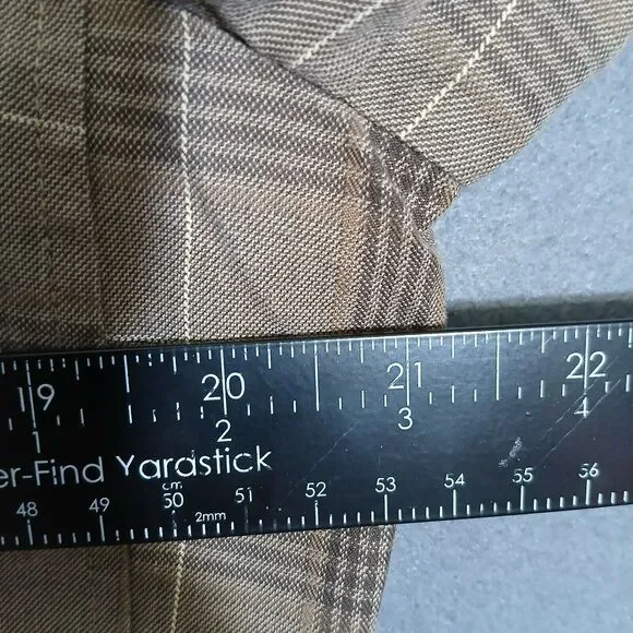 Talbots Women 14 Brown Plaid 100% Cotton V Neck Blazer Office Business - Picture 11 of 12